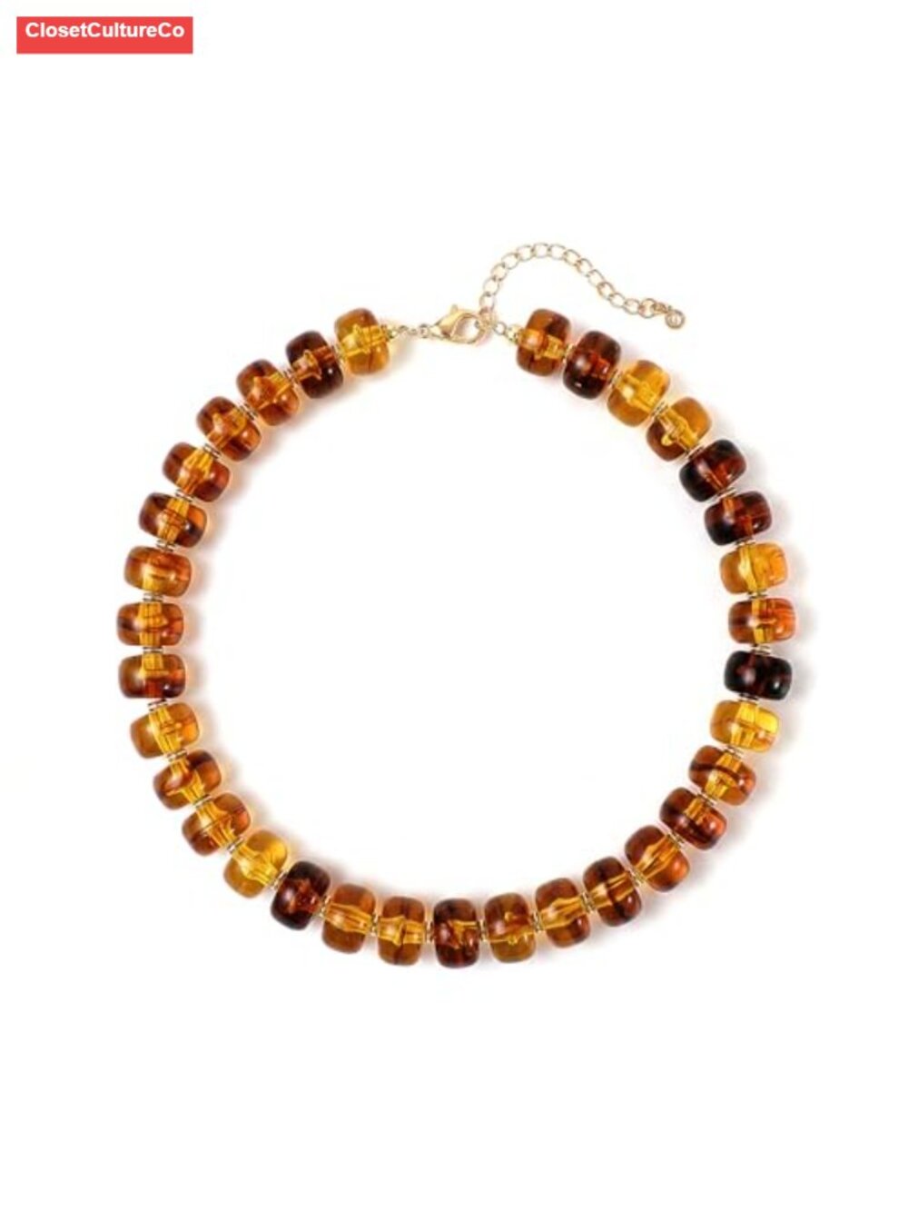Chunky Resin Beaded Statement Choker Necklace Gold Plated Lobster Clasp
